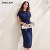 Zhaojun 2026 Summer Mulberry Silk Round Neck Tie-Waist Short Sleeve Midi Dress