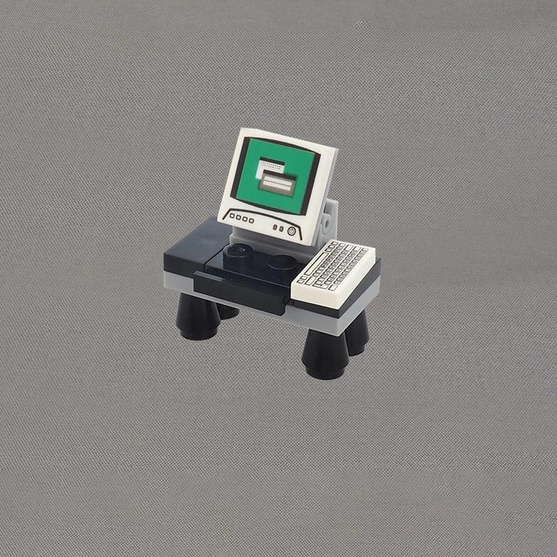 

MOC 1 ШТ. Міні-офісний комп ютерний стіл Клавіатура Набір Будівельних Блоків Екран Дисплея Сумісні Фігурки Цеглинки Іграшки Для Дітей Подарунок