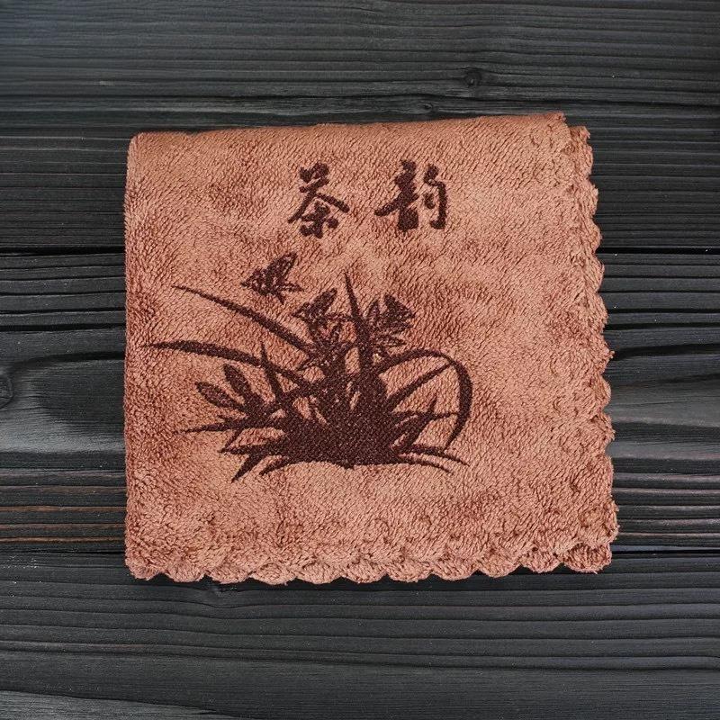 Tea Table Cloth Teapot Thickened Absorbent Tea Towel Orchid Chinese Style Zen Handkerchief Tea Ceremony Accessories