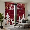 2-piece HD Digital Red Tie Christmas Street View Pine Snow Curtain Home Decoration Style Decoration Living Room Bedroom Through