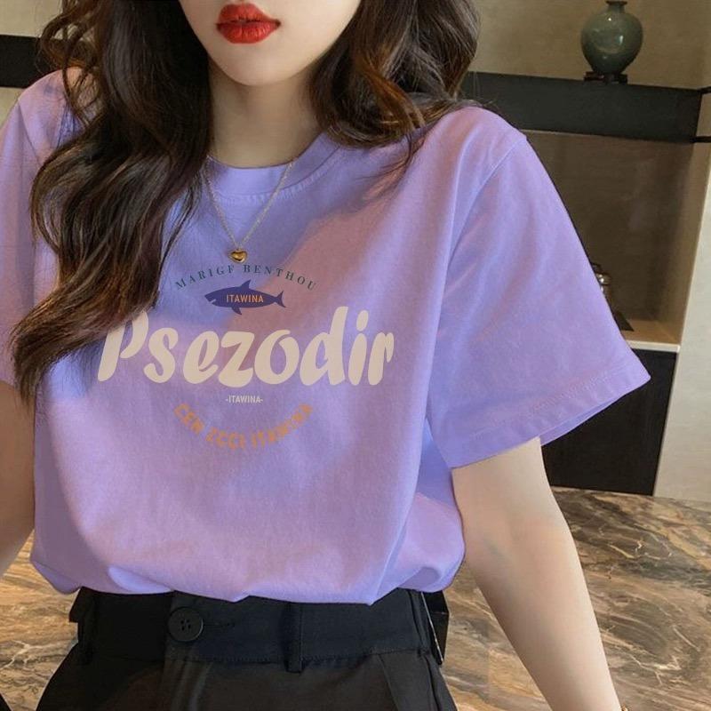 

summer casual oversized t shirt pure cotton short Sleeve T-shirts Women harajuku funny Cartoon print y2k tops female streetwear XXL