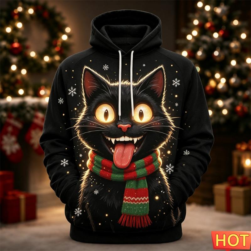 Christmas Mens Party Hoodie Santa Comfortable Pullover Sweatshirt for Winter Holiday Christmas Party Wear Funny Christmas hoodie