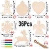 Drewniane ozdoby świąteczne diy 36 sztuk markery sznurek na boże narodzenie