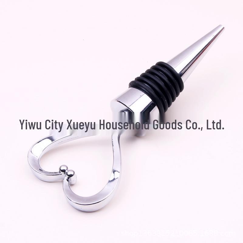 Heart-Shaped Red Wine Stopper - Alloy Seal for Bottles, Ideal for Weddings, Bars, and Hotels.
