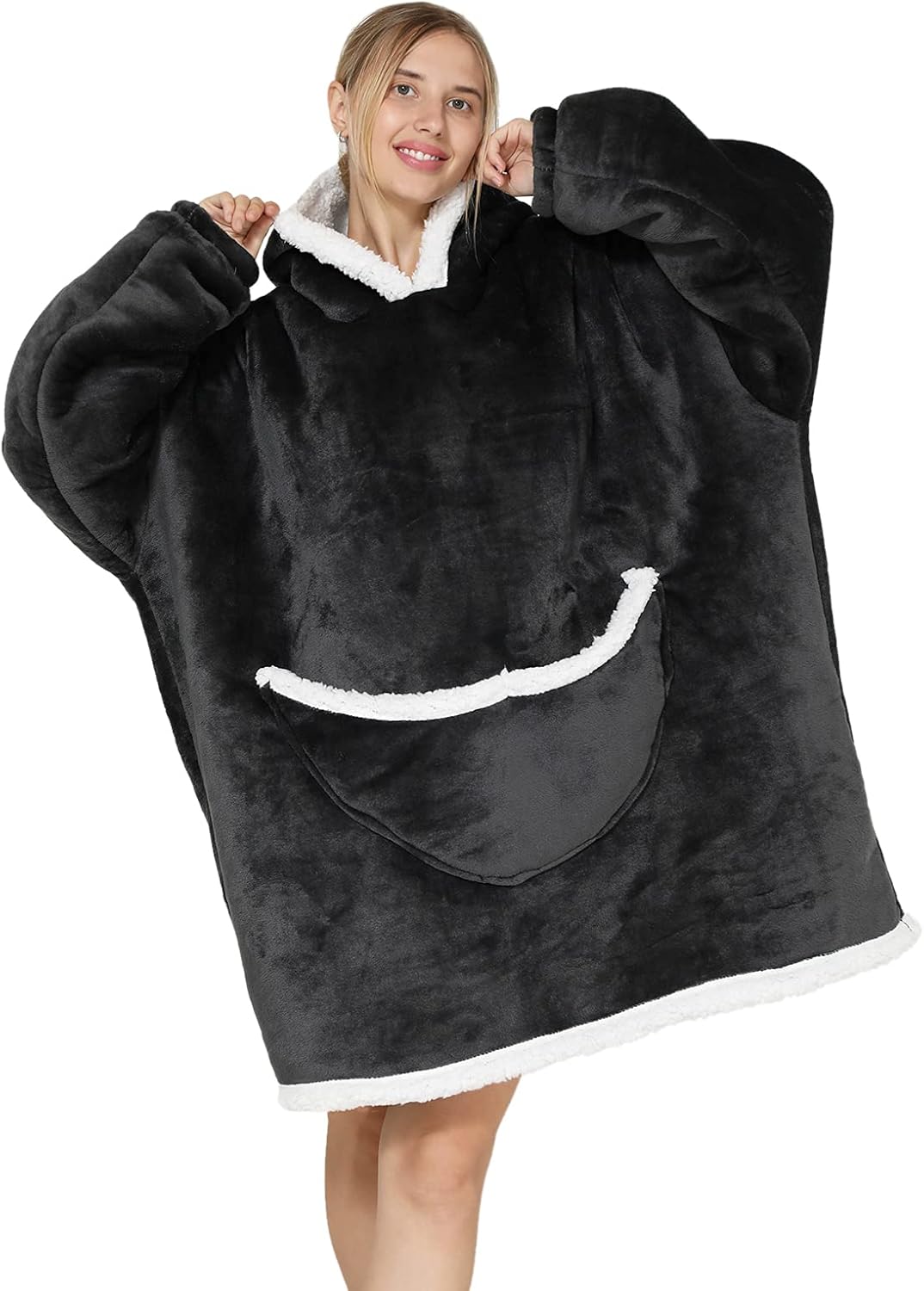 Wearable Animal Print Blanket Hoodie Oversized Hooded Adult Women Super Soft Comfortable Warm Flannel Dark Gray фиолетовый