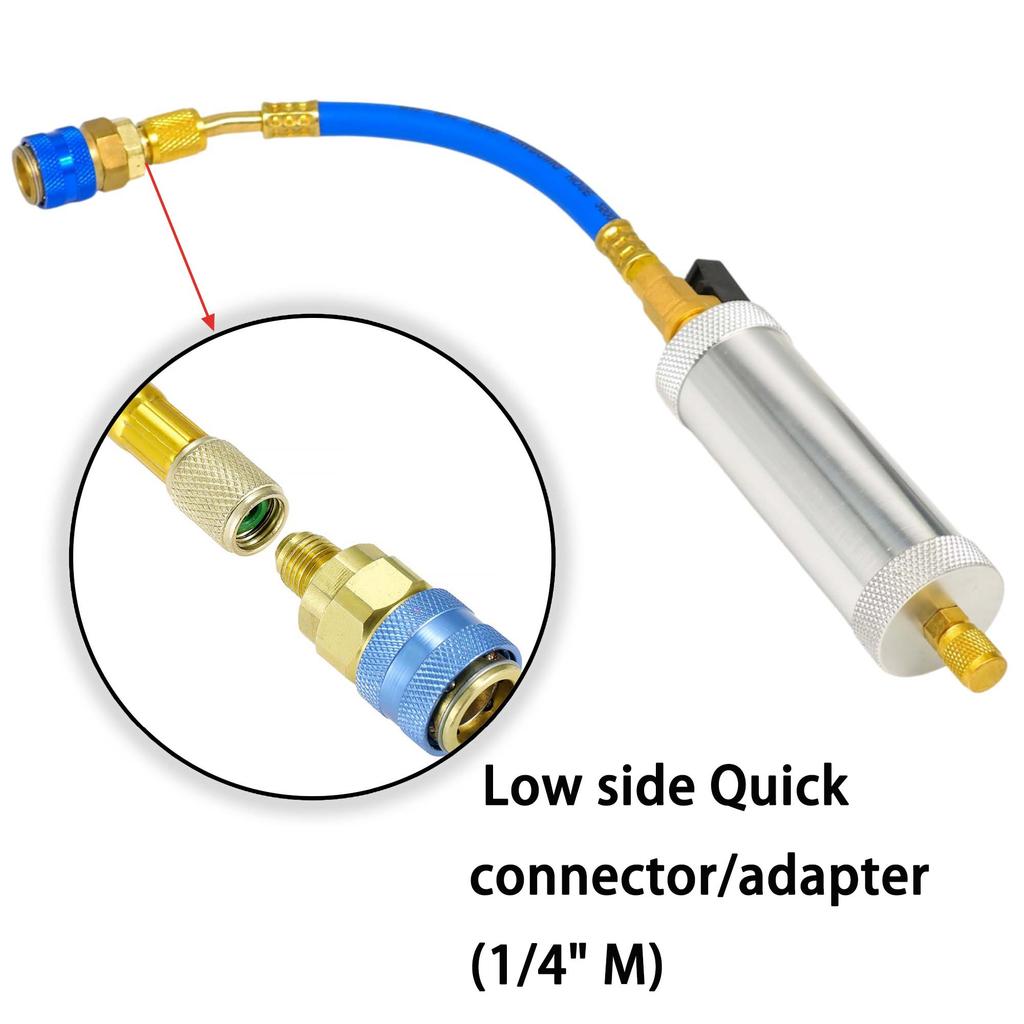 Air Conditioning R134A R12 R22 Car A/C AC Oil&Dye oz Injection Tool Oil Coolant Filler Tube with R134a Adjustable Quick Coupler