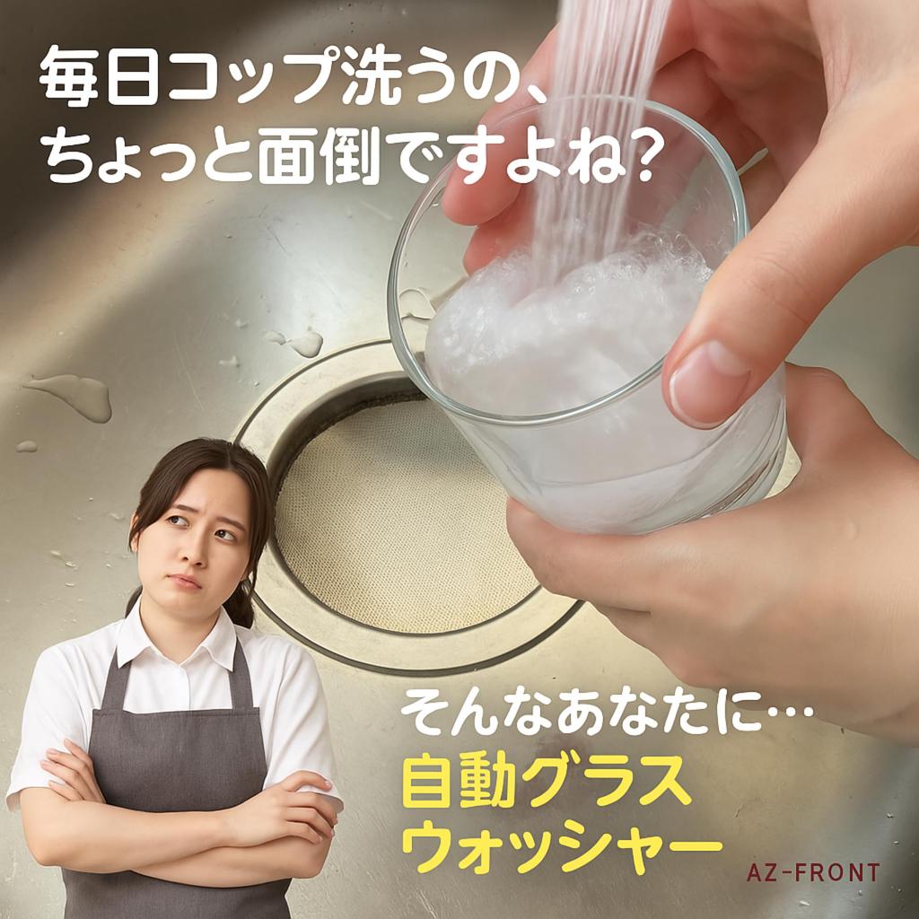 Automatic Glass Washer with Water Supply Pipe and Branch Socket AZ-FRONT High-Speed Washer/Cup (Stainless Steel)