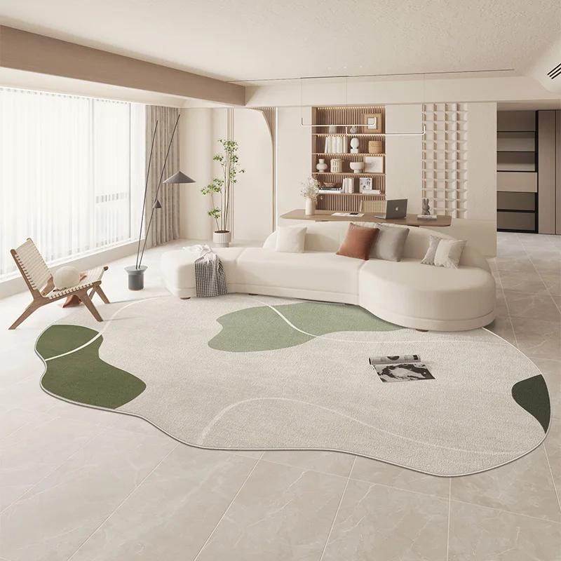 Large Area Green Rugs for Bedroom Nordic Living Room Decoration Shaped Carpet Irregular Plush Lounge Rug Home Thick Washable Mat