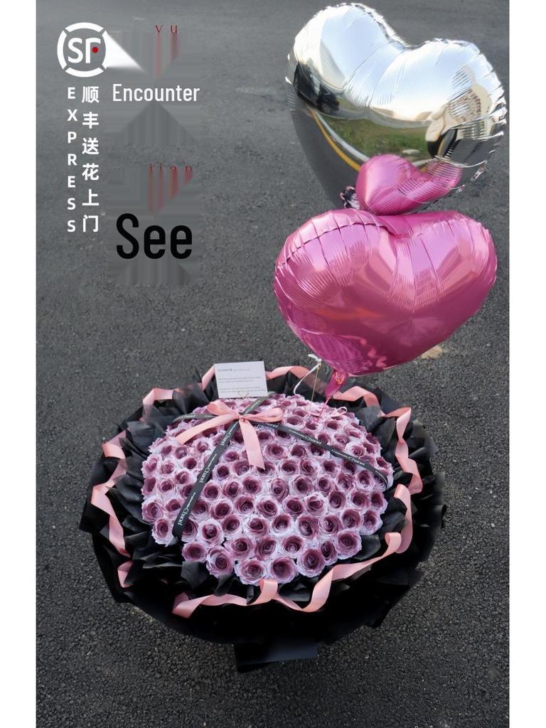 Valentine's Day Plum Rose Soap & Preserved Flower Gift for Girlfriend or Best Friend