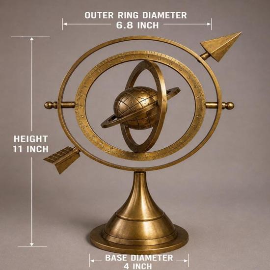 Messing Armillarsphäre Dekor, Nautischer Himmelskugel, Astronomie Skulptur, Antikes Schreibtisch Dekor, Arbeitszimmer Akzent