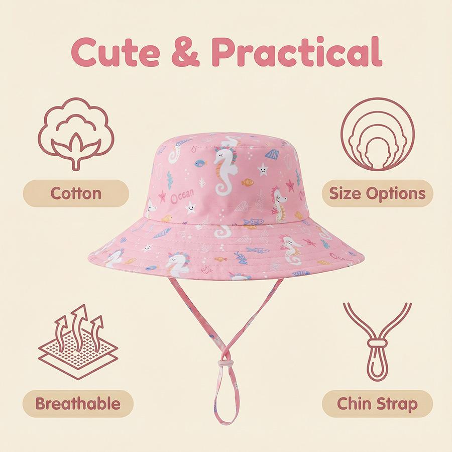 Printed baby sun hat for boys and girls. Men's and women's fisherman hats. Pure sun protection hats. Outdoor adjustable.