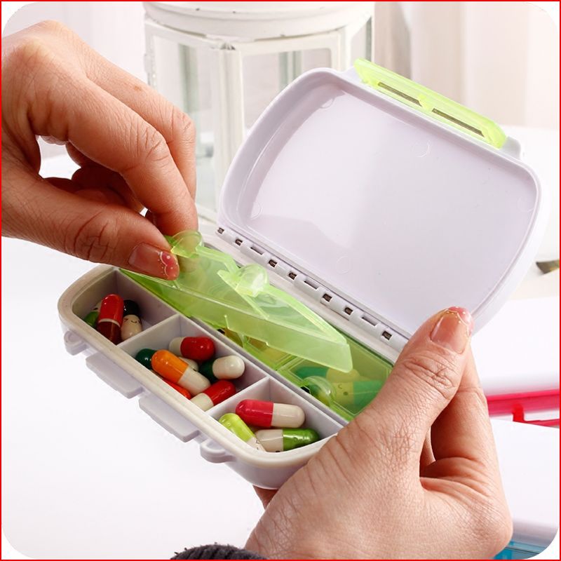 High Quality Sealed Pill Cases Compartment Storage Box Daily Medicine Pill Case Container Outdoor Travel Portable 6 Grid красный