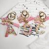 Pink Letter Keychain Heart Sequin Butterfly Tassel Keychain  Epoxy Pendant Accessory For Women