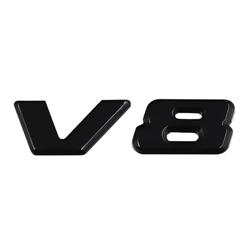 1Pc 3D Chrome Black V8 Logo Letters Car Fender Emblem Badge Sticker For AMG GL ML SL 500 220 C63 S500 V8 Accessories