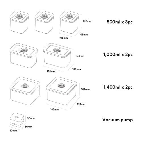 VAKUEN Premium Vacuum Sealer & Fully Automatic Food Sealer, 8-Piece Short Set, Convenient Valve Closure, BPA-Free, 100% Leakproof, Keeps Food Fresh Up