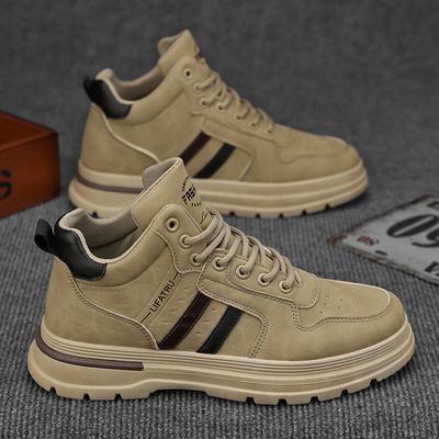 Handsome Stylish Men's Autumn Winter Work Boots Hightop Walking Shoes Male Students Spring Hightcut Chelsea Boots