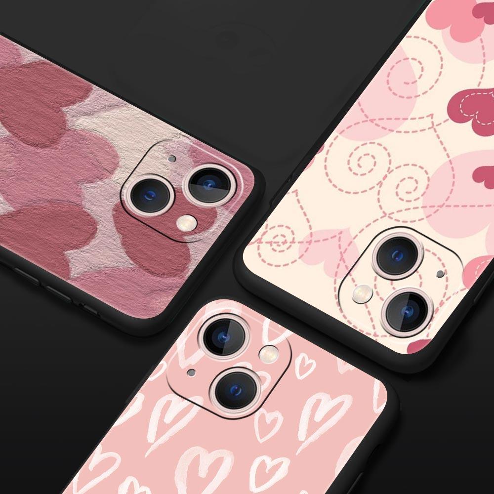 Gold Rosa Rose Glitter Herzen Für iPhone 11 12 13 15 14 Pro Max Telefon Fall X XR XS 7 8 plus SE 2020 Luxus Soft Cover Funda