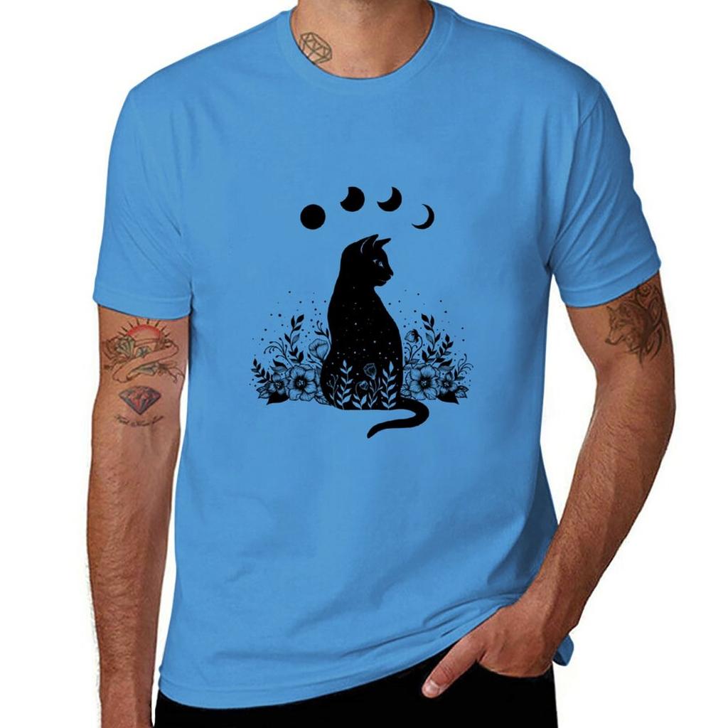Night Garden Cat TShirt summer tops sports fans oversized t shirts for men