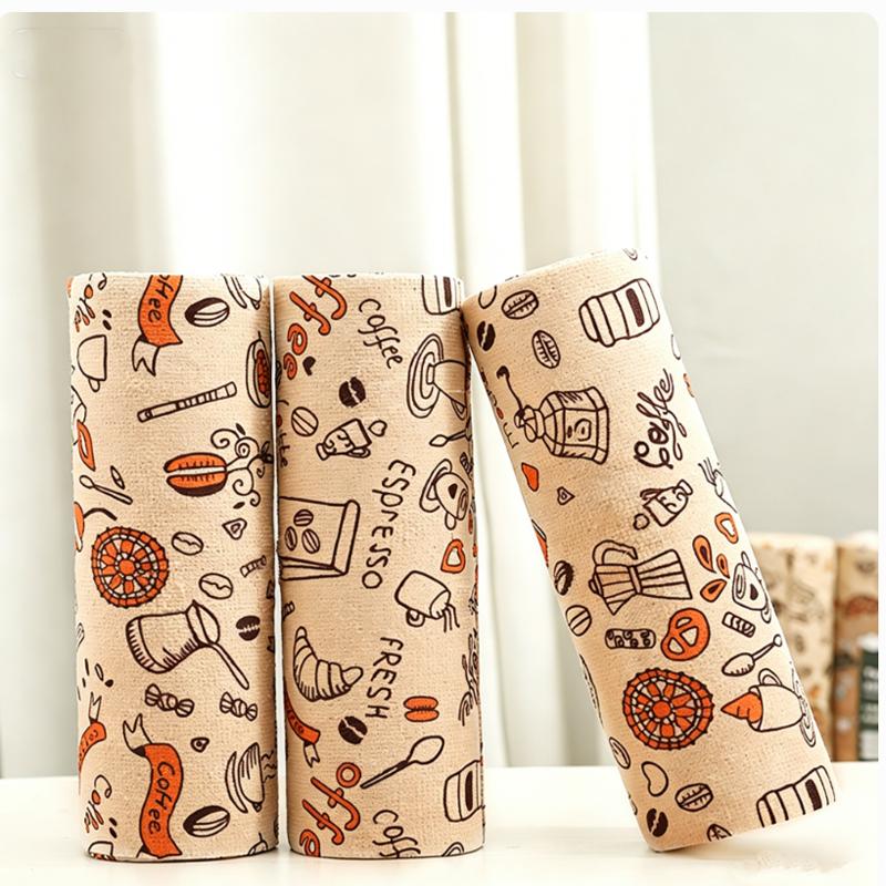 20pcs/roll Multifunctional Printed Tearable Cleaning Cloths, Microfiber Disposable Kitchen Dish Towels for Home Cleaning