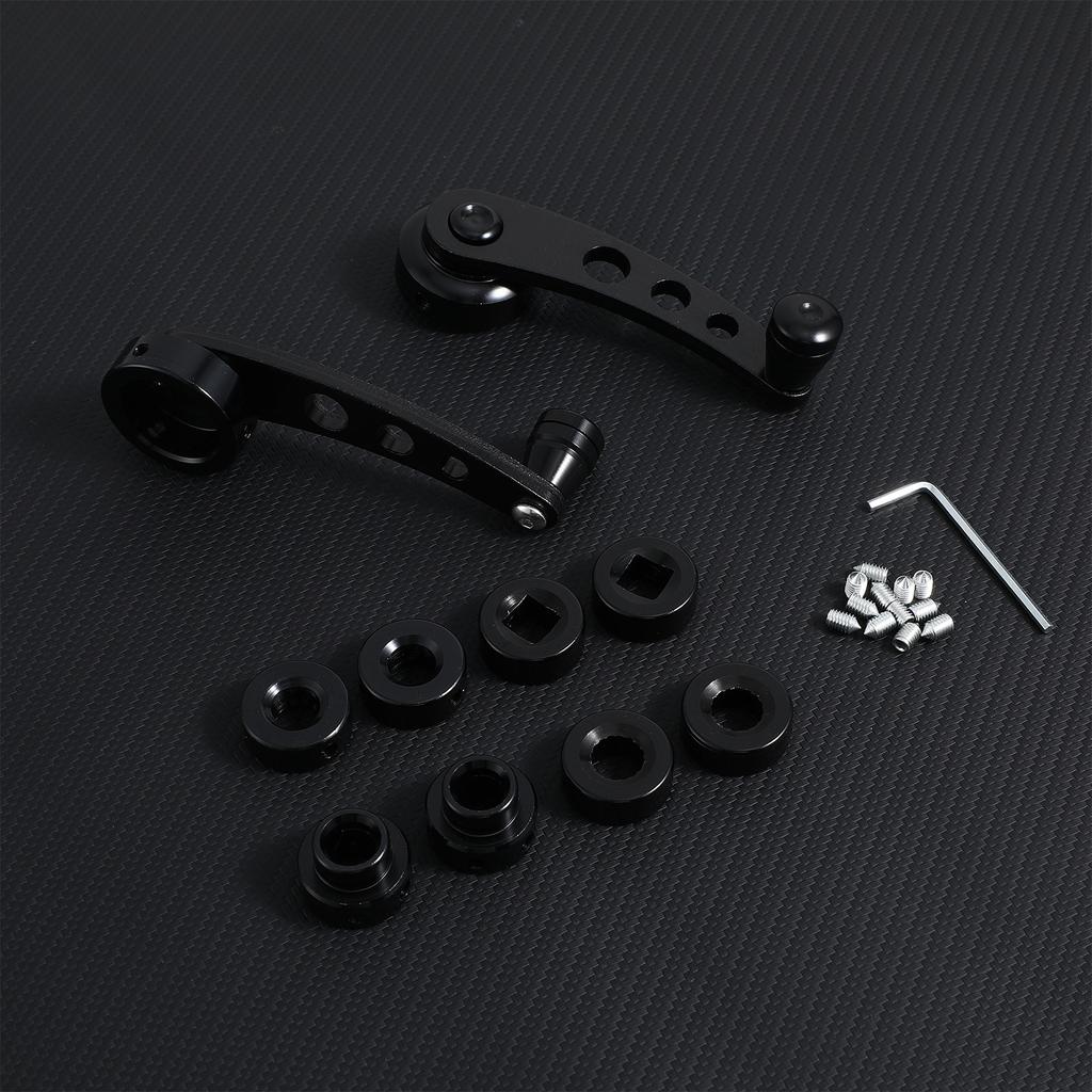 1Set Aluminum Car Window Crank Handle Set Universal Manual Winders for Left Right Doors Interior Upgrade with Mounting Clip
