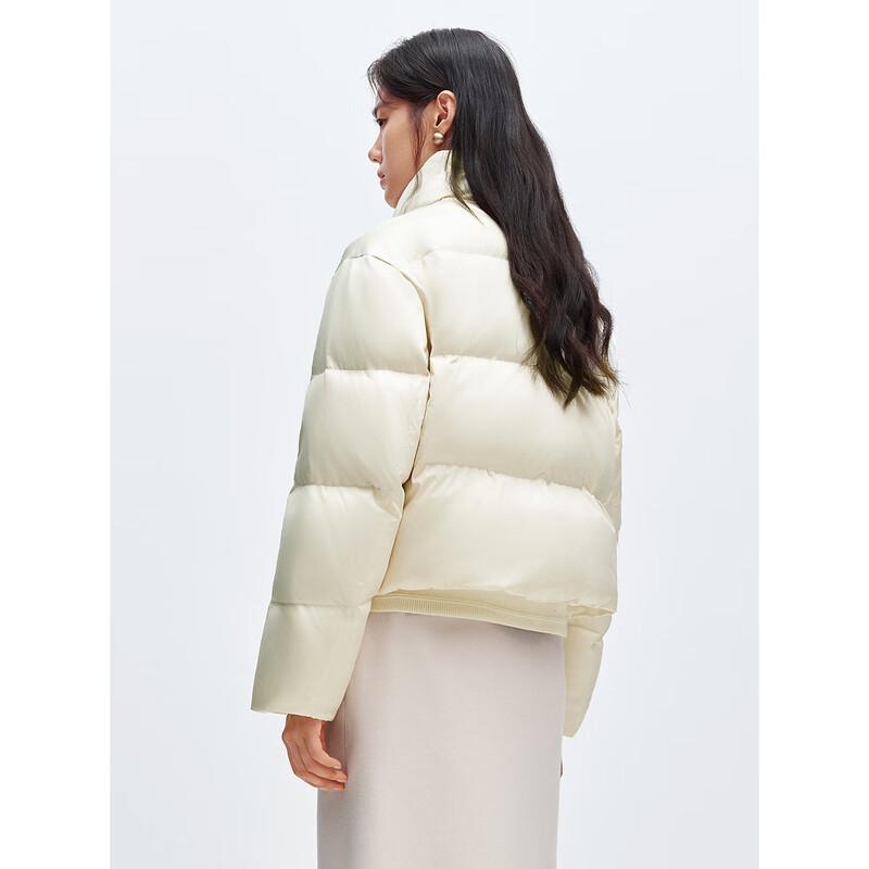 PEACEBIRD Damen Strickeinsatz Stehkragen Satin Pufferjacke