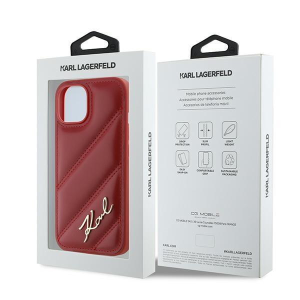 Karl Lagerfeld Klhcp15Spqdsmgr Iphone 15 / 14 / 13 6.1 Czerwony/Red Hardcase Diagonal Quilted Script