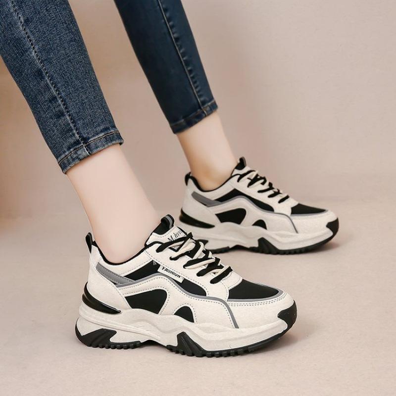 Foreign trade dad shoes women 2025 Korean version rubber sole showing feet small casual women's shoes thick sole heightening sports shoes