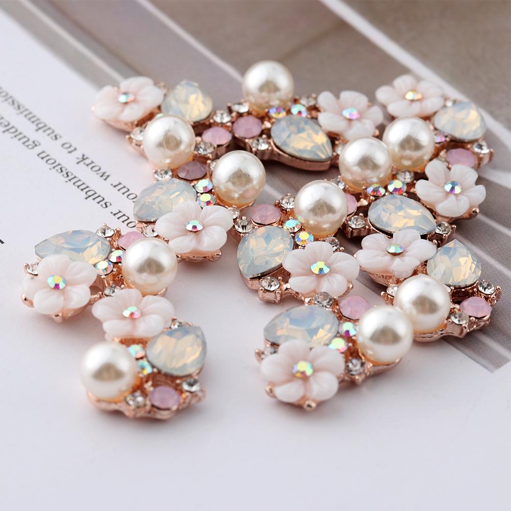 10PCS Pearl Flower Rhinestone Buttons For Hair Pins Clothing Decoration Vintage Buttons DIY Crafts Apparel Sewing Accessories