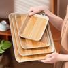 Wood Grain Storage Tray Multi-functional Rectangular Plastic Food Serving Tray Snack Dessert Tray Kitchen Living Room Tea Tray