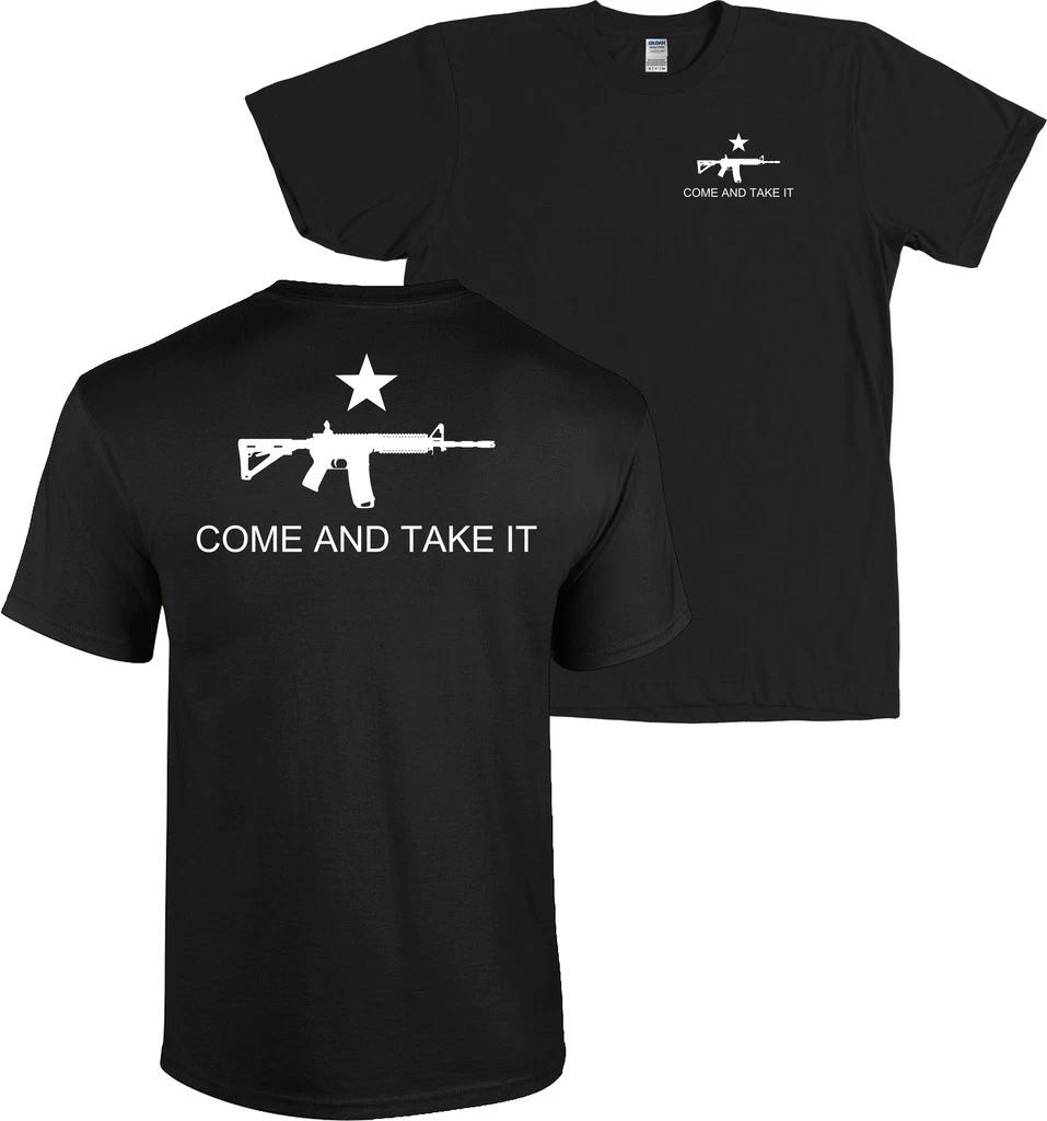 COME AND TAKE IT AR15 Assault Rifle Flag Shirt - FRONT & BACK, MANY COLORS 2XL