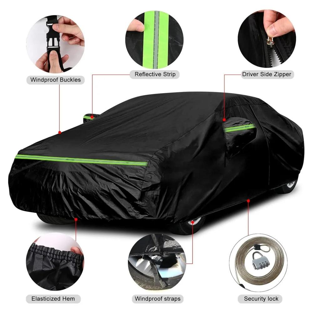 210T Waterproof Car Cover Custom Fit For Tesla Cybertruck 2024 2025 All Weather With Zipper Door Snow Rain Dust Hail Protection