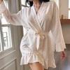 Cloud Cotton Seersucker Floral Bathrobe - European & American Casual Homewear
