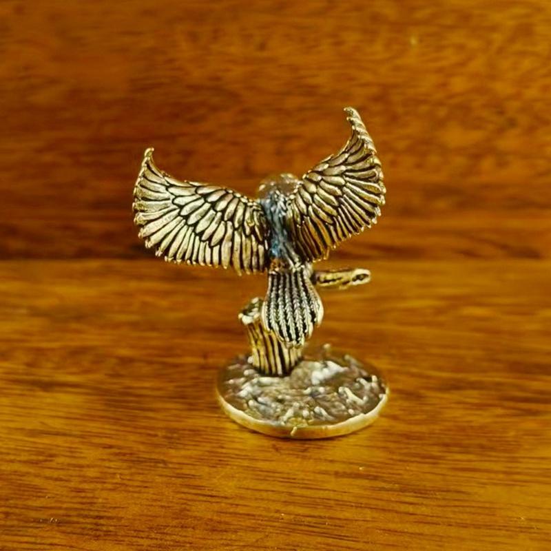 Antique Solid Brass Tree Owl Miniature Figurines Retro Copper Animal Tea Pet Desktop Ornament Decor Crafts Animal Figurines