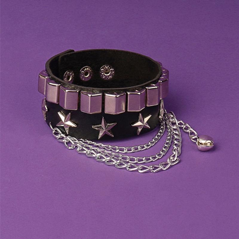 European and American Punk Lovers Rivet Bracelet Star-shaped Leather Bracelet Non-mainstream Rock Bracelet Jewelry