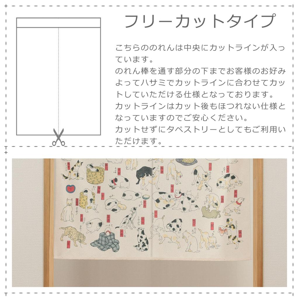 Narumikk Japanese Style Noren Cat Fifty Three Cats Utagawa Kuniyoshi 53 Stations of the Tokaido Japanese Pattern Made In Japan Noren Width 85cm X