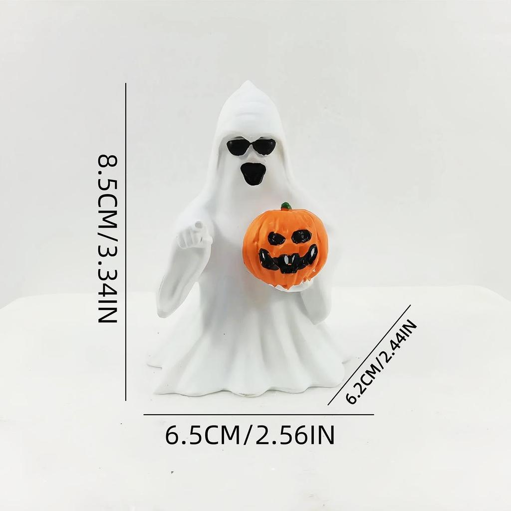 European & American Halloween Ghost & Pumpkin Couple Resin Decorations – Cute Festival Gifts for Living Room
