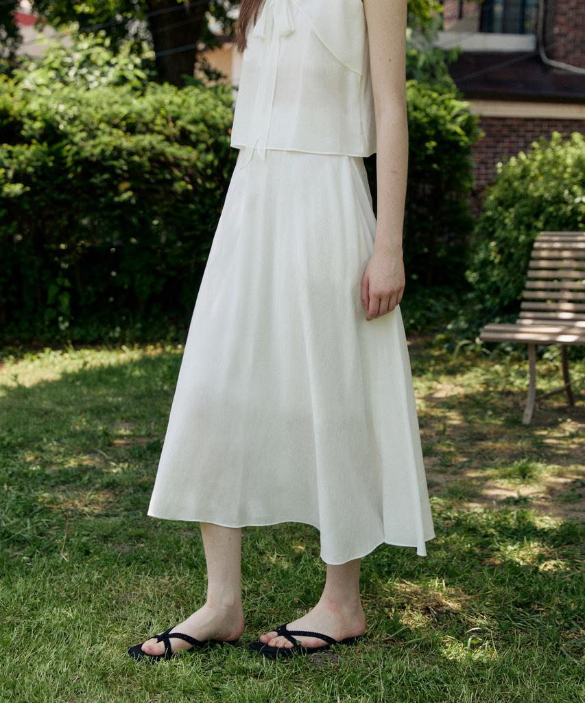 ADAUL Flare Line Summer Cool Long Skirt - White