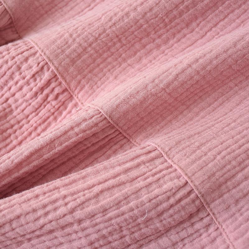Summer Sleepshirts Comfortable Solid Color Cotton Gauze Long Skirt Home Nightgowns  Women's Round Neck Nightdress Thin Section