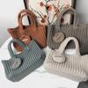 Korean Woven Solid Color Handmade Crochet Wool Handbag - Cute Autumn/Winter Mobile Phone Bag