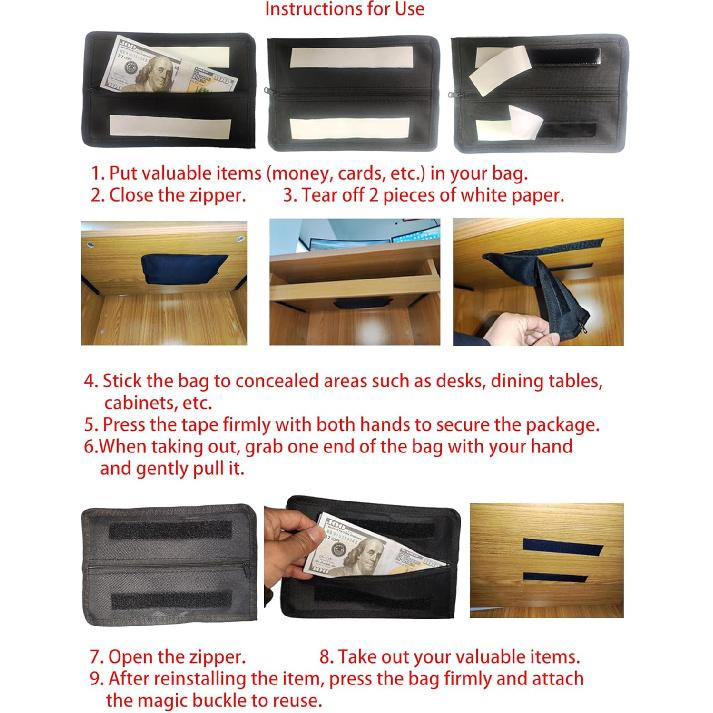 Diversion Safe Bag, Hidden Safe Bag, Concealed Valuables Safe, for Home Office Desk Chair Bedside Table Wardrobe (2, black)