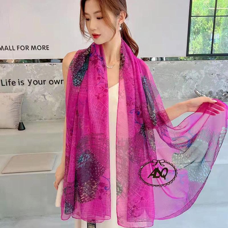 Ailishaqi Extra Large Ice Silk Floral Scarf - Lightweight Summer Sunscreen Shawl Long Beach Wrap