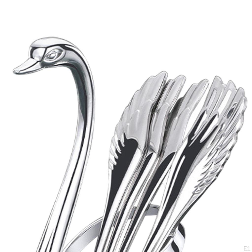 5Pcs Dessert Spoon Coffee Spoons Gifts Cooking Utensil Stainless Steel Creative Swan