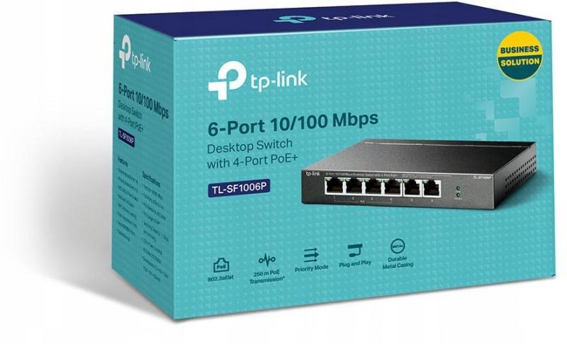 Switch niezarządzalny TP-Link TL-SF1006P 6x10/100 4xPoE+