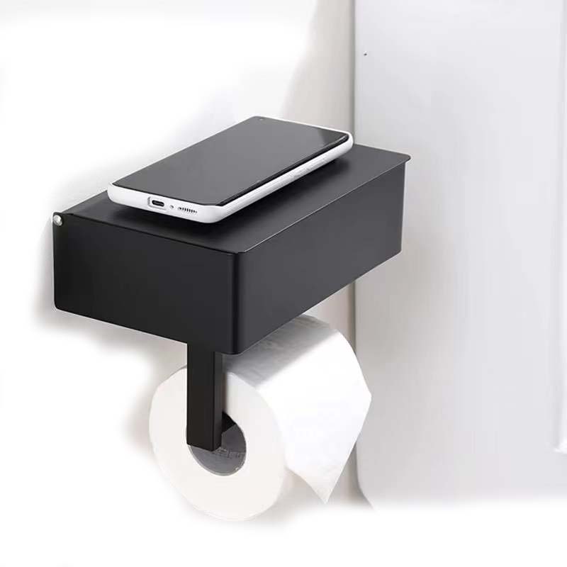 Rollenpapierbox bietet Platz für Feuchttücher Taschentuchbox aus Edelstahl Handyhalter Stanzfreie Taschentuchbox