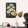 1pc Vintage Metal Wall Art - White Daisies On Dark Blue Retro Tin Painting, 2D Flat Floral Decor for Easter, Mother’s Day, Home