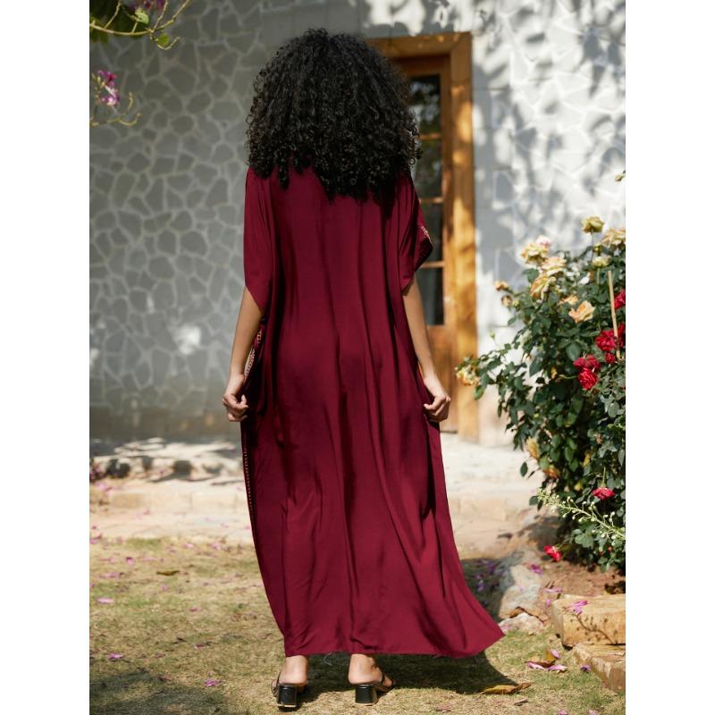 Damenmode Sommer Frühling Blumenmuster Druck 1/2 Ärmel V-Ausschnitt Lose Taille Freizeitkleider