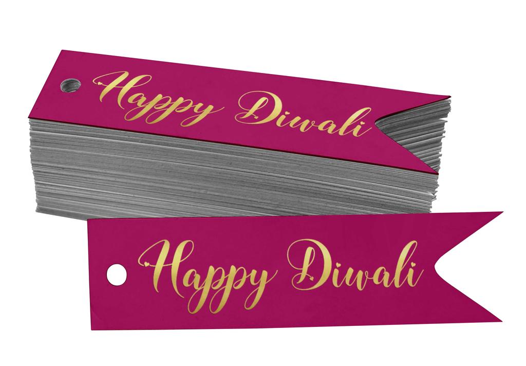 Inkdotpot Pack Of 100 Happy Diwali Favor Paper Tags Craft Real Gold Foil Hang