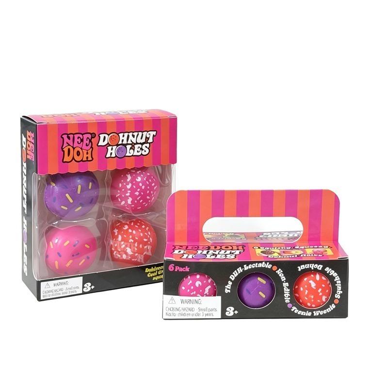 Schylling Needoh Donut Holes 6 Peças 4 Pacotes Mini Donut Bolas Squish Aperte Fidget Estresse Brinquedo de Mesa Anti Ansiedade Sensorial Presente