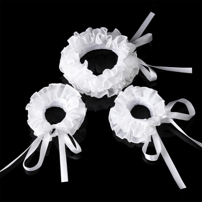 Elizabethan Ruffle False Collar Victorian Style Neck Ruff and Wrist Cuffs Set for Halloween Cosplay Costume Accessories