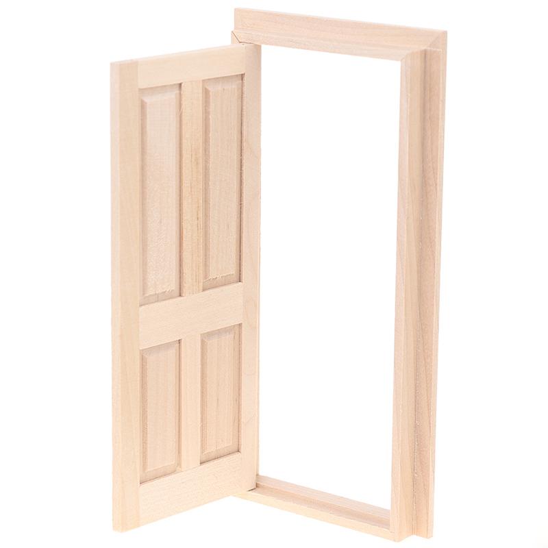 1/12 Dollhouse Miniature Wood External Door Unpainted Doll House Diy Accessories